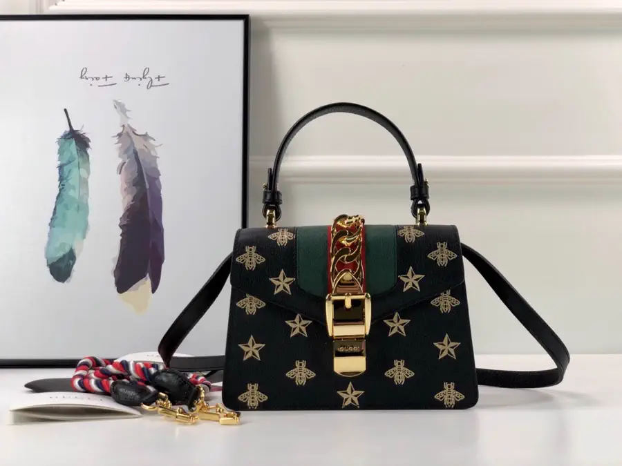 Gucci Bee and Star Print Top Handle Bag image 1
