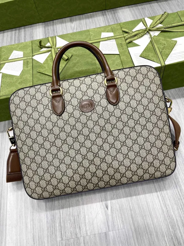 Gucci GG Monogram Briefcase with Leather Trim image 1