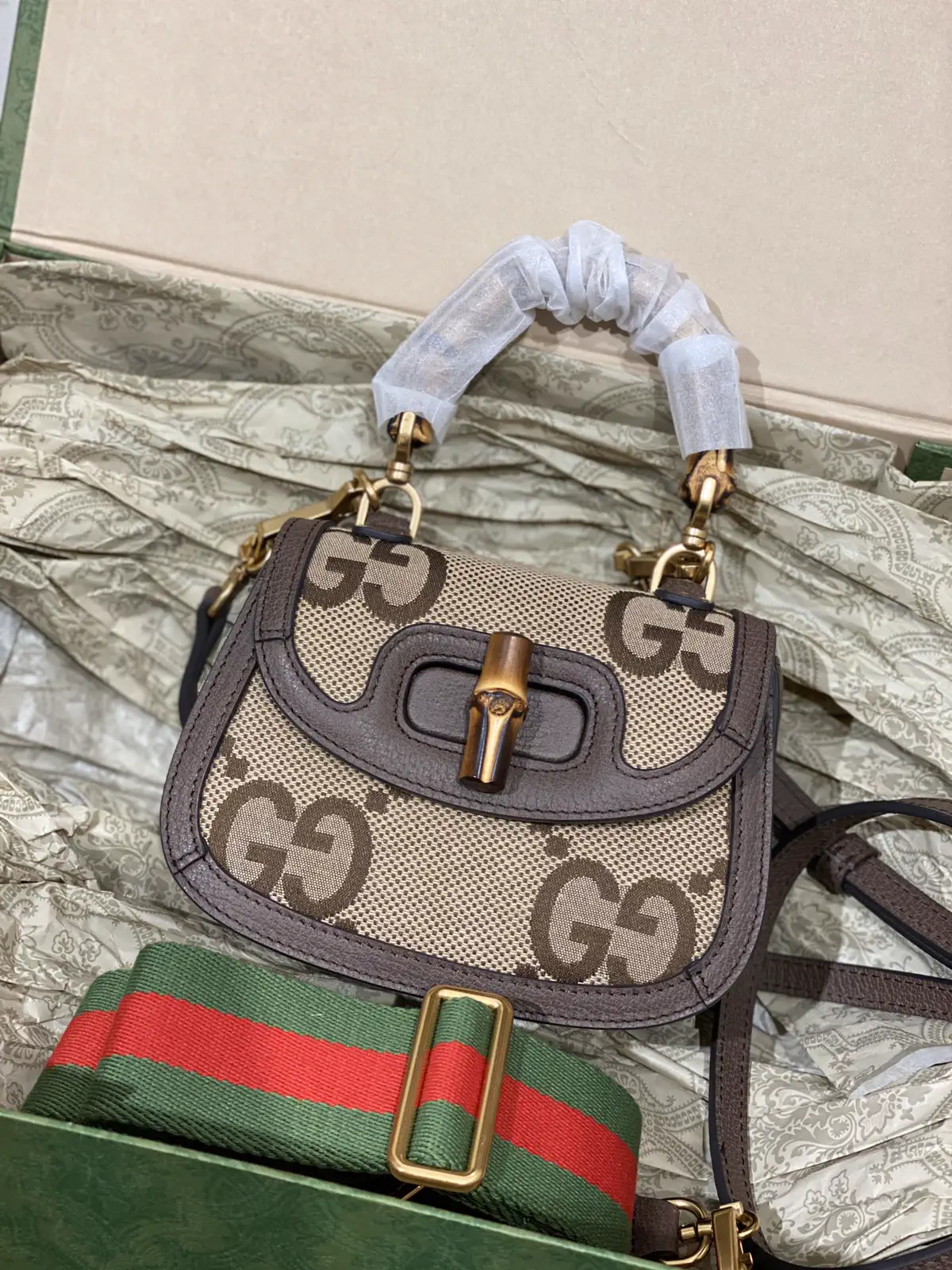 Gucci Jumbo Bamboo Canvas Top Handle Bag image 1