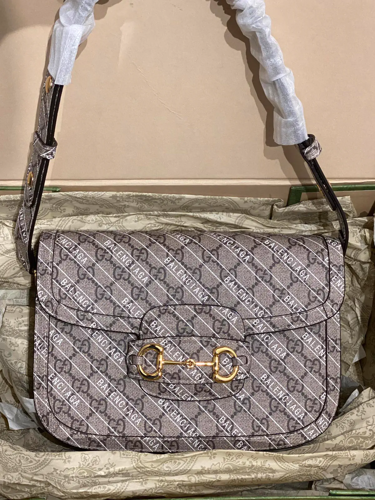 Gucci x Balenciaga Monogram Saddle Shoulder Bag image 1