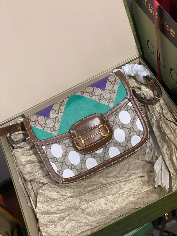 Gucci Horsebit 1955 Small Shoulder Bag with Geometric Print image 1