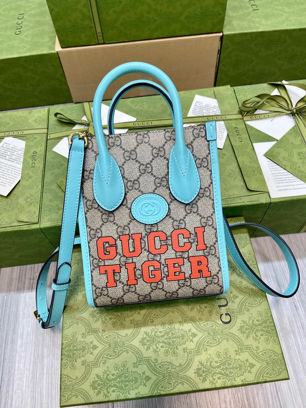 Gucci GG Supreme Mini Tote Bag with Gucci Tiger Print image 1