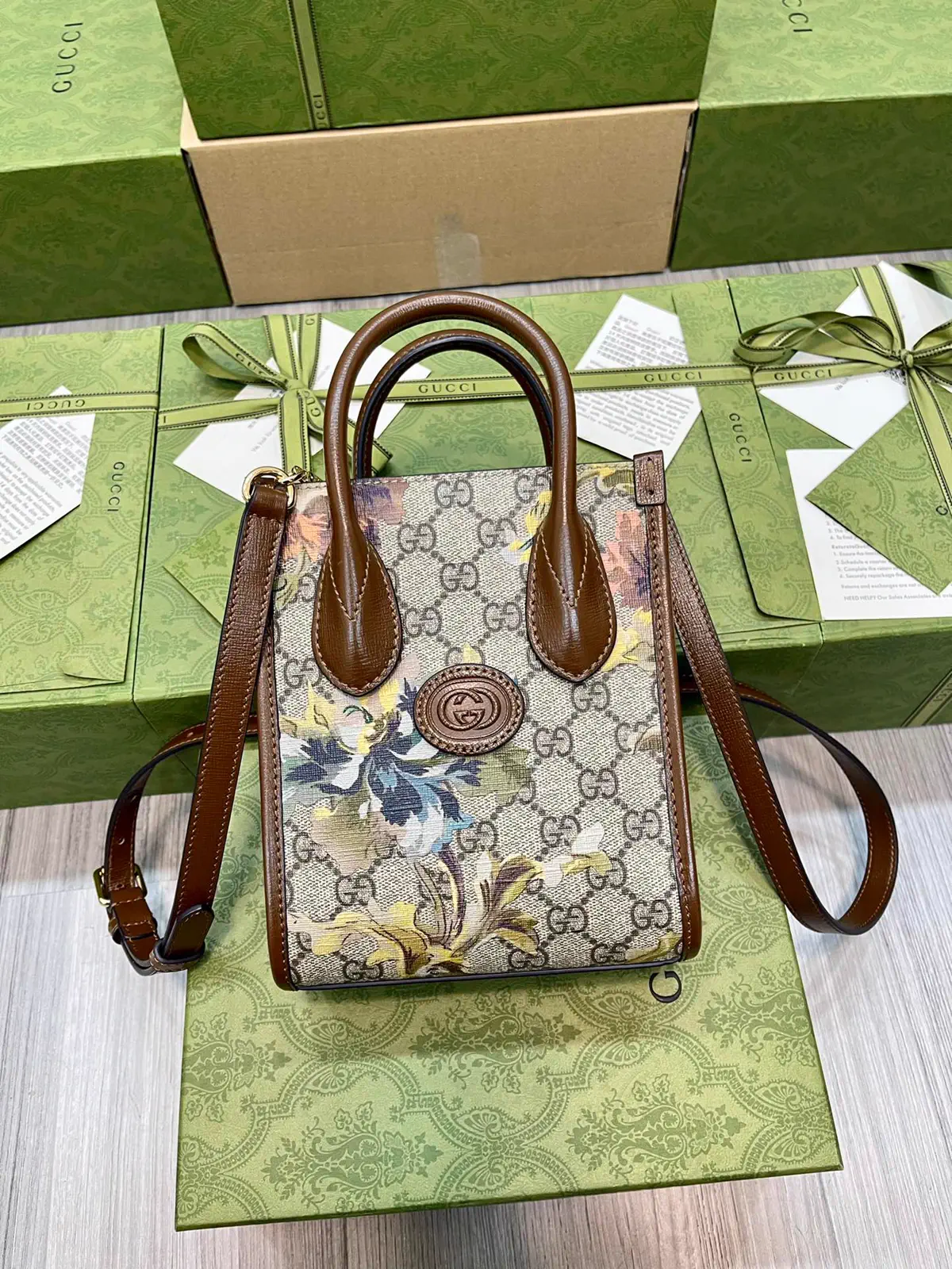 Gucci GG Retro Mini Tote Bag with Floral Print image 1