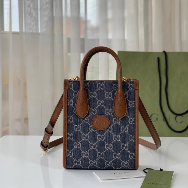 Gucci GG Denim Mini Tote Bag with Interlocking G Patch image 1