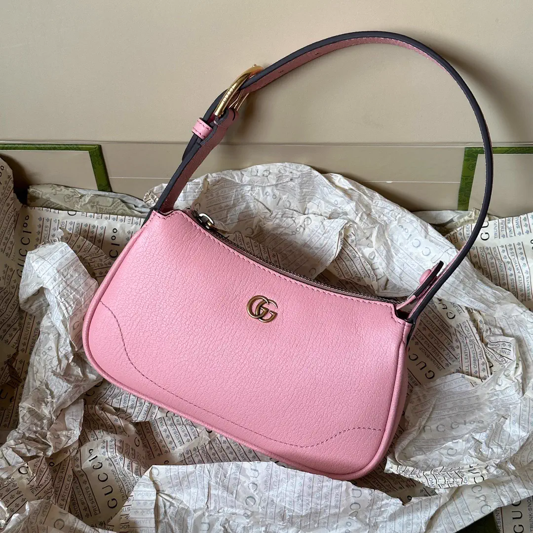 Gucci Pink Leather Small Crescent Shoulder Bag image 1