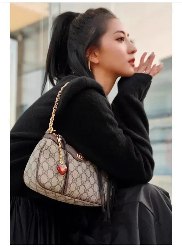 Gucci Monogram Shoulder Bag with Strawberry Charm image 1