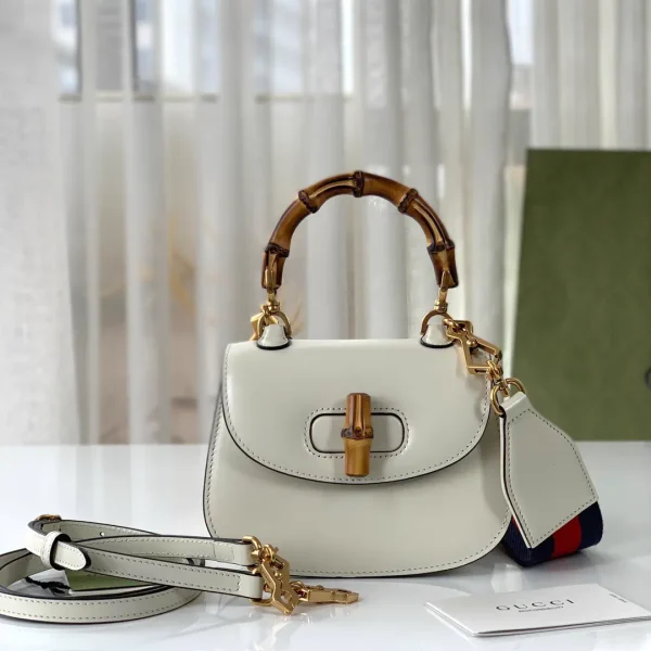 Gucci White Bamboo Top Handle Bag image 1