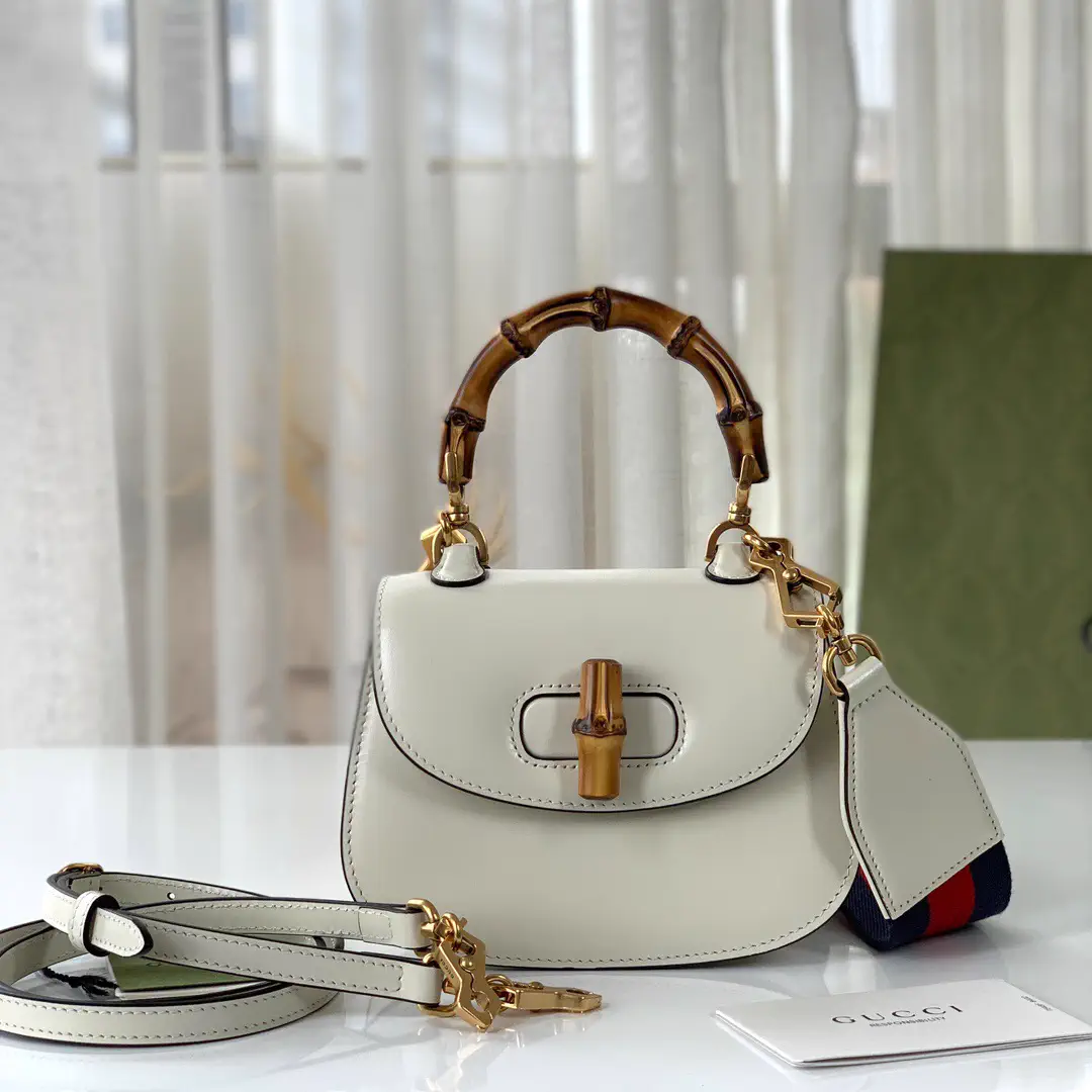 Gucci White Bamboo Top Handle Bag image 1