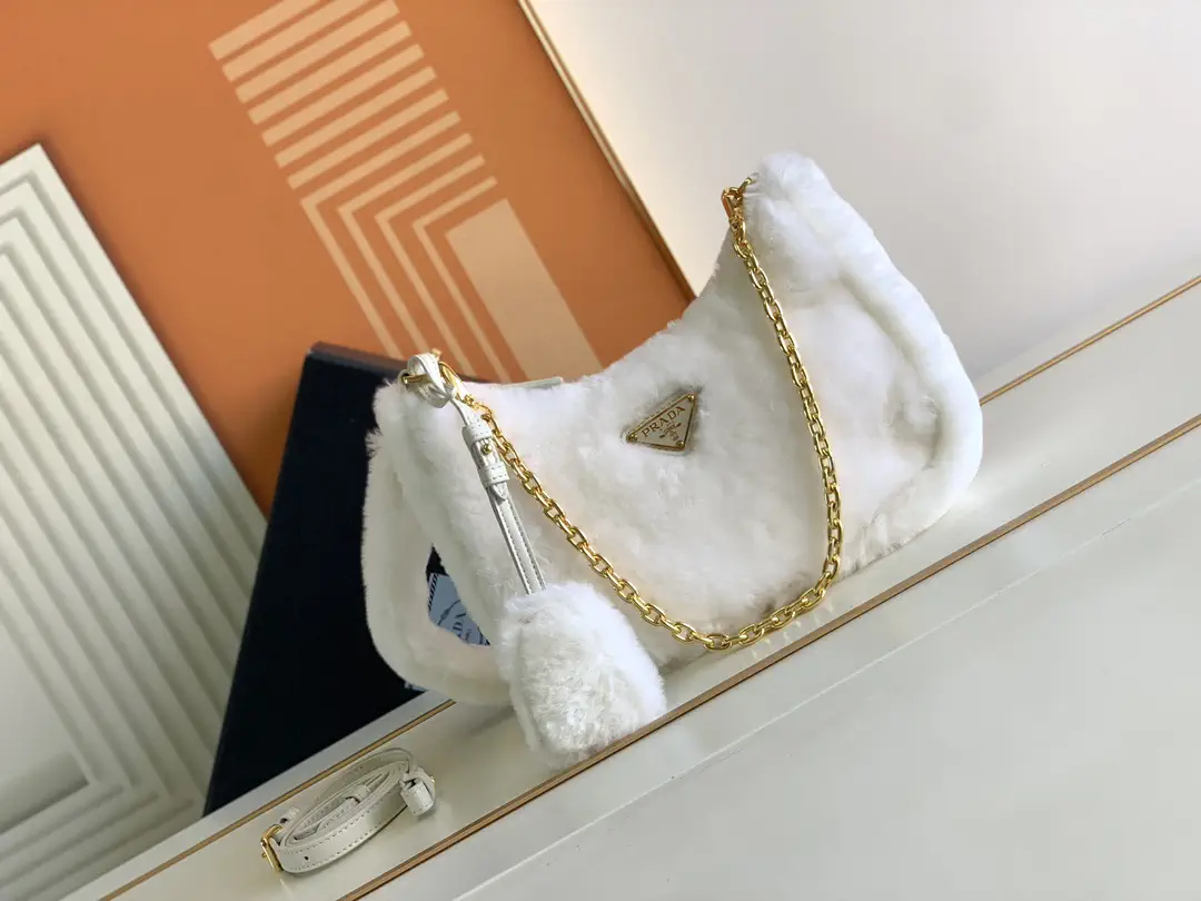 Prada White Fuzzy Shoulder Bag image 1