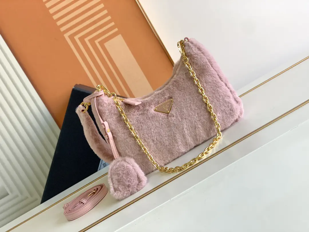 Prada Pink Fuzzy Shoulder Bag image 1