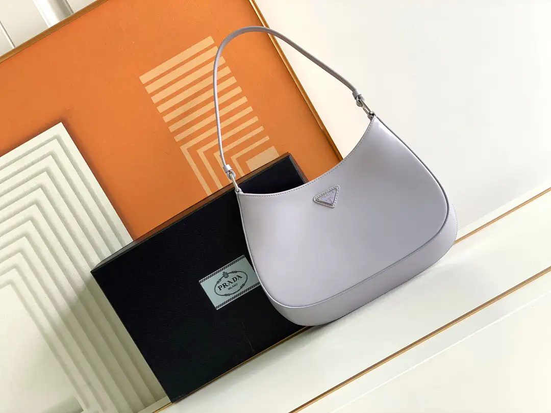 Prada Light Gray Leather Shoulder Bag image 1