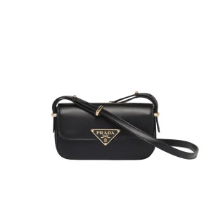 Prada Black Shoulder Bag with Triangular Logo Plaque image 1
