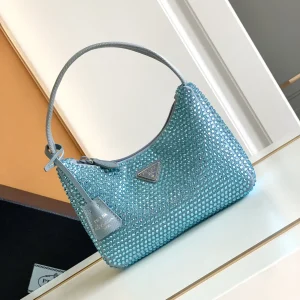 Prada Light Blue Crystal Hobo Shoulder Bag image 1