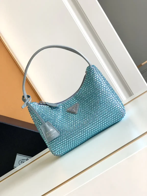 Prada Light Blue Crystal Hobo Shoulder Bag image 1