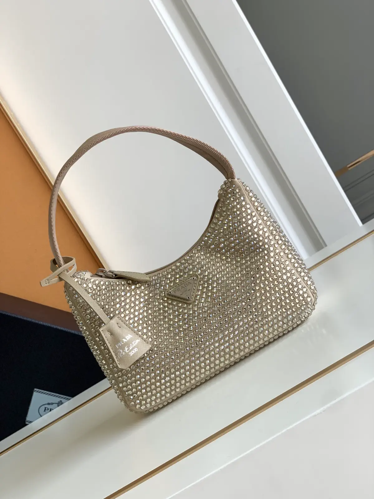 Prada Crystal Embellished Hobo Shoulder Bag image 1