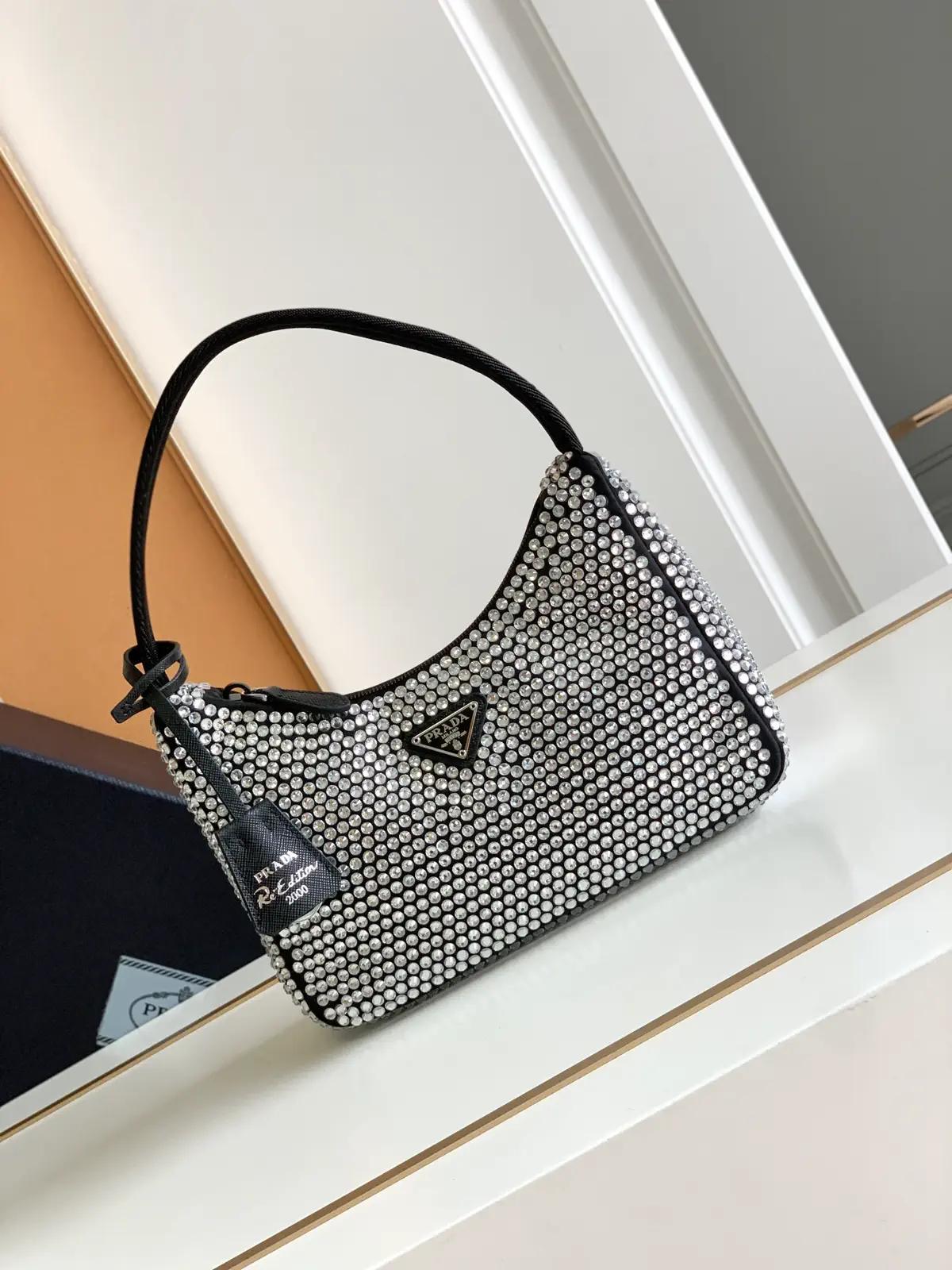 Prada Crystal Embellished Hobo Shoulder Bag image 1