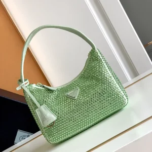 Prada Mint Green Crystal Hobo Shoulder Bag image 1