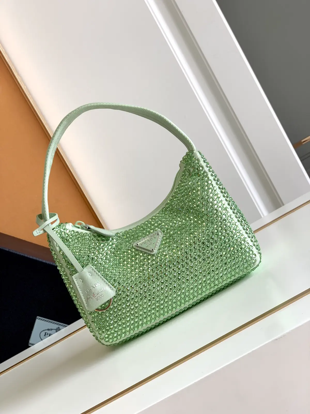 Prada Mint Green Crystal Hobo Shoulder Bag image 1