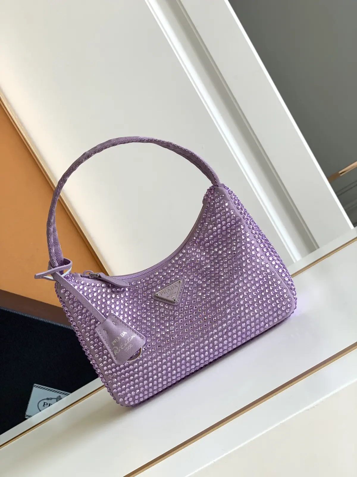 Prada Lavender Crystal Hobo Shoulder Bag image 1