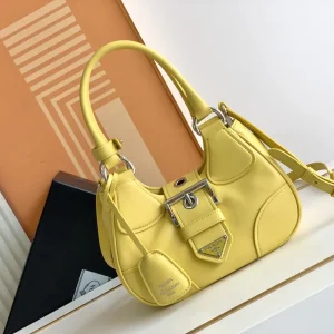 Prada Yellow Leather Moon Shoulder Bag image 1