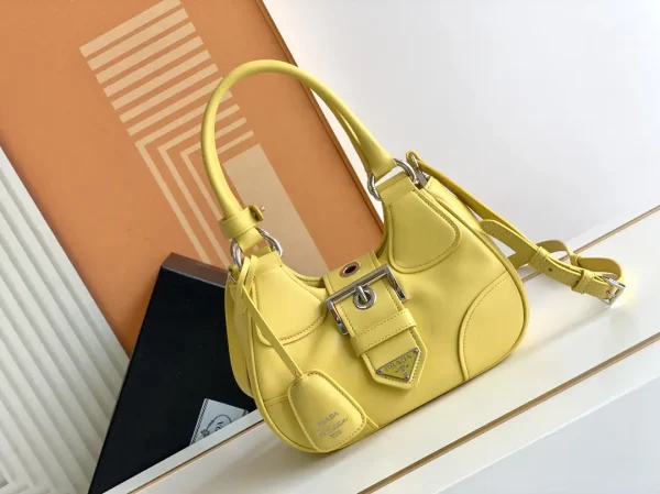 Prada Yellow Leather Moon Shoulder Bag image 1