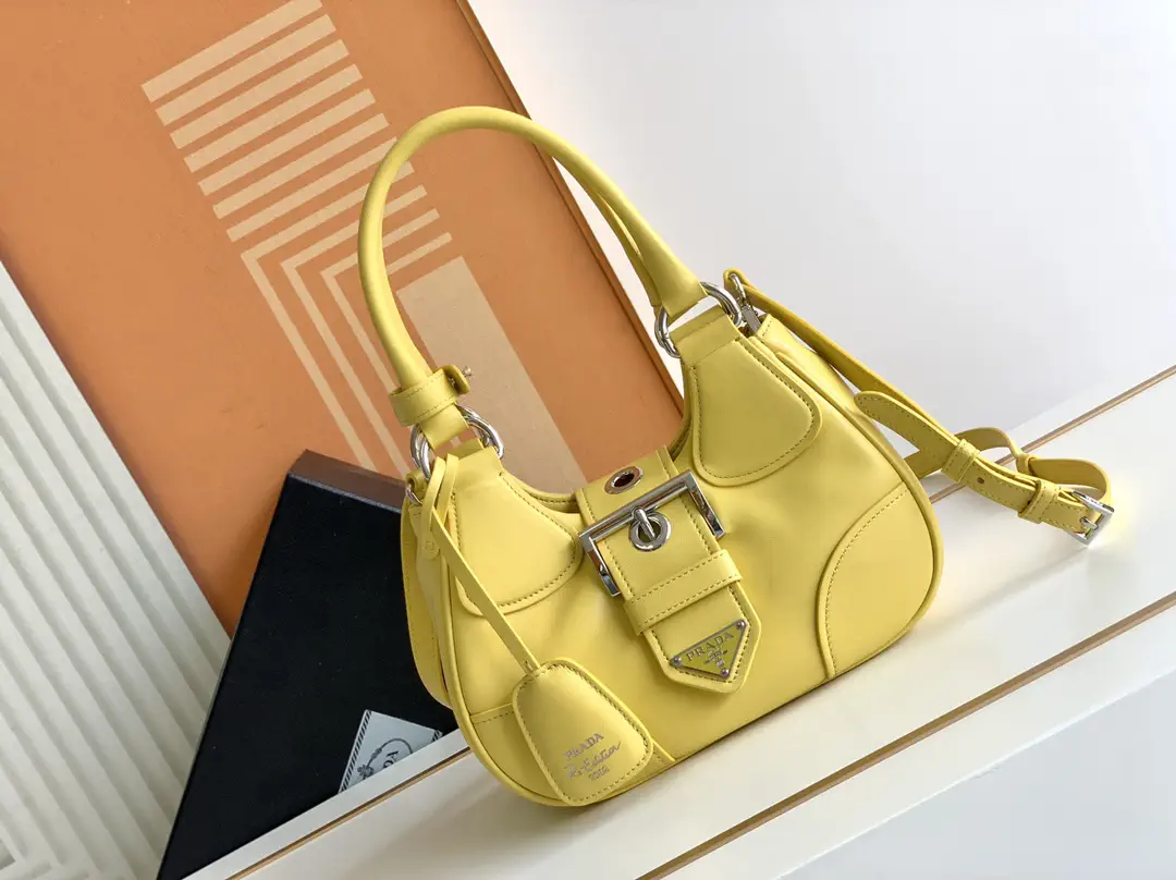 Prada Yellow Leather Moon Shoulder Bag image 1