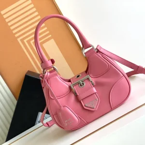 Prada Pink Leather Moon Shoulder Bag image 1