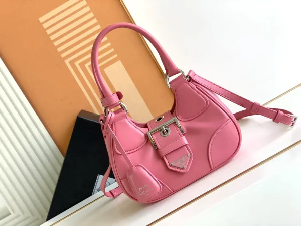 Prada Pink Leather Moon Shoulder Bag image 1