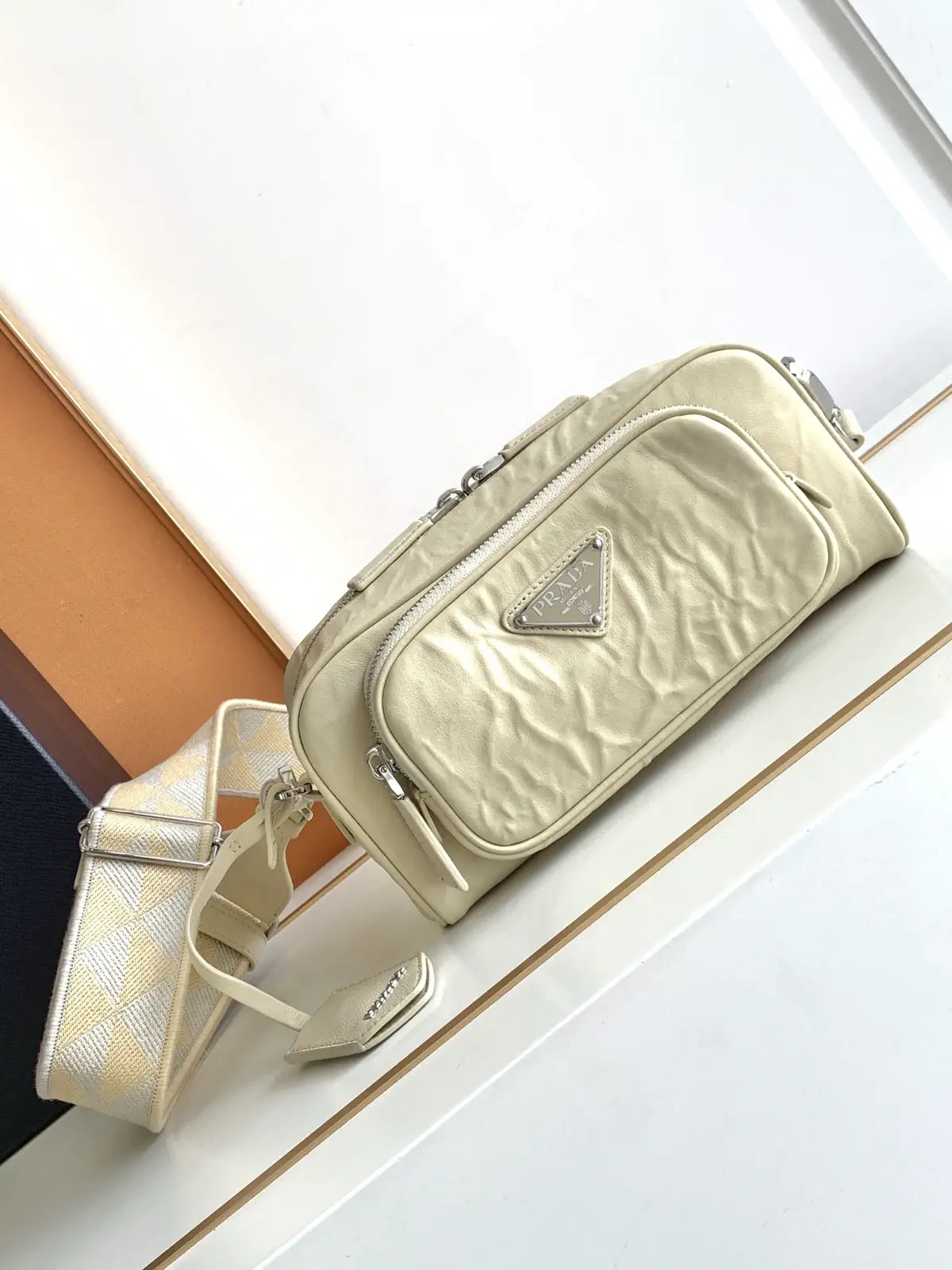Prada Ruched Leather Crossbody Bag image 1