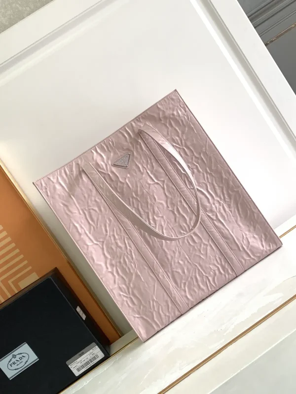 Prada Pink Crinkled Large Tote Bag image 1