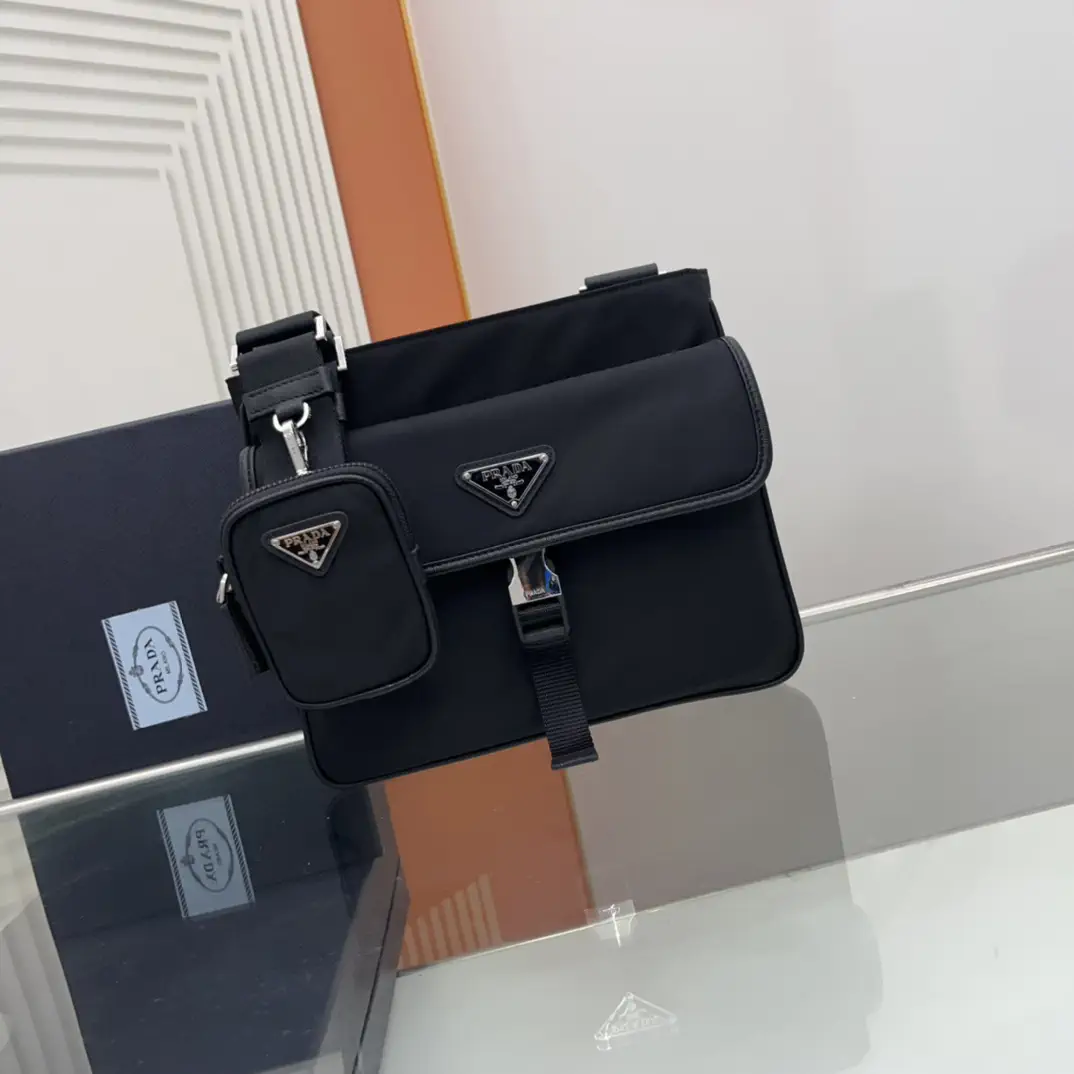 Prada Nylon Crossbody Bag with Detachable Pouch Charm image 1
