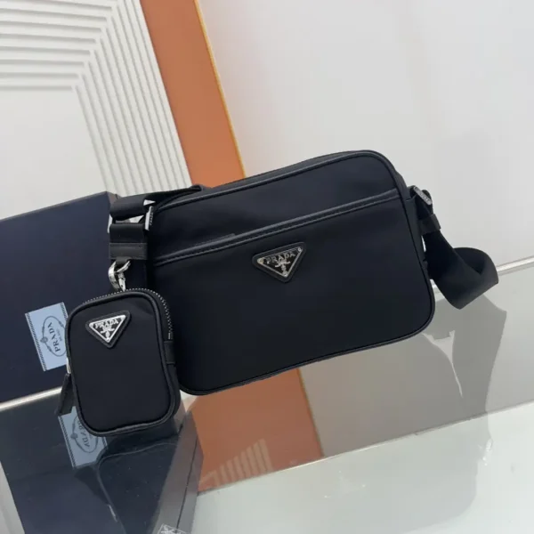 Prada Black Nylon Crossbody Bag with Detachable Pouch image 1