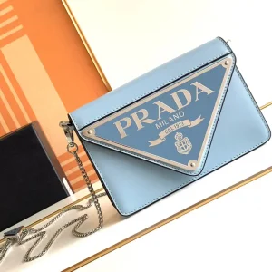 Prada Light Blue Triangle Logo Flap Crossbody Bag image 1