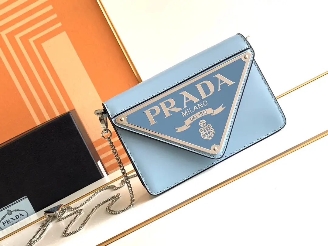 Prada Light Blue Triangle Logo Flap Crossbody Bag image 1