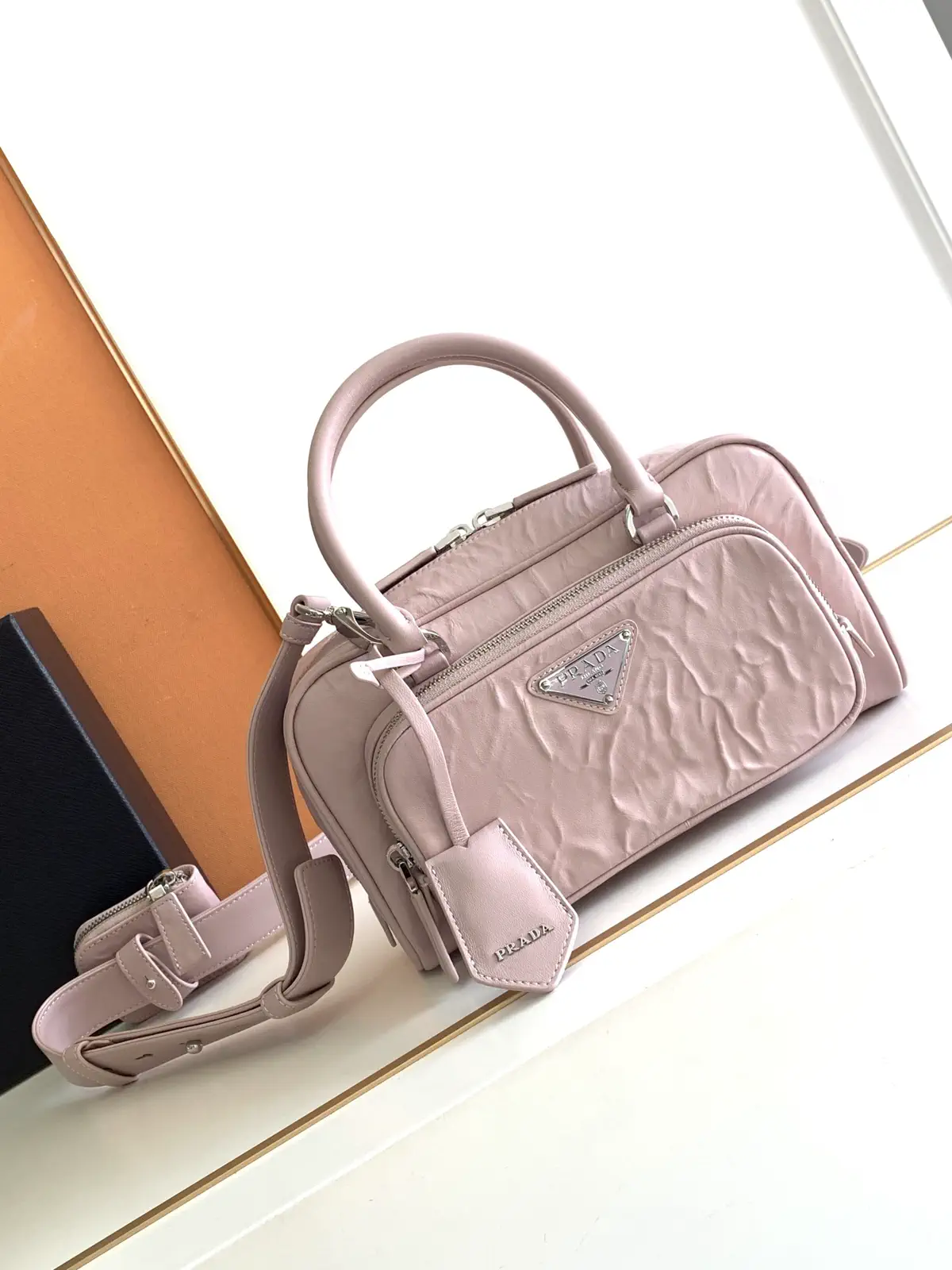 Prada Ruched Top Handle Bag with Detachable Strap image 1