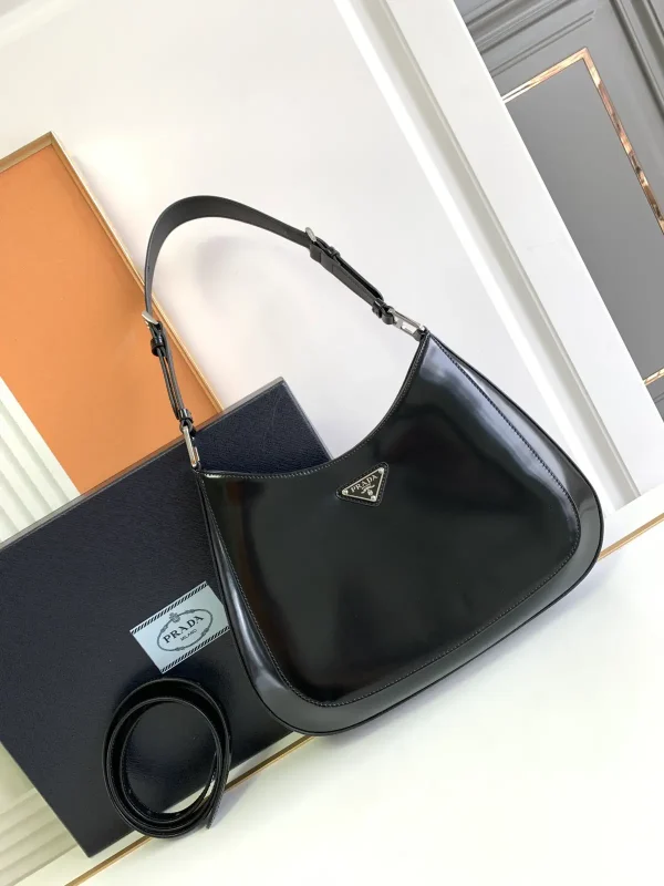 Prada Black Leather Shoulder Bag with Interchangeable Straps image 1