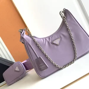 Prada Nylon Hobo Bag with Chain Strap and Mini Pouch image 1
