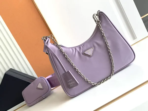 Prada Nylon Hobo Bag with Chain Strap and Mini Pouch image 1