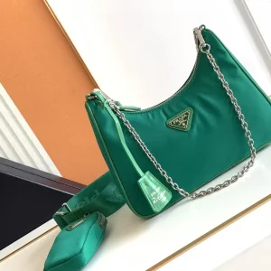 Prada Green Nylon Hobo Bag with Mini Pouch image 1