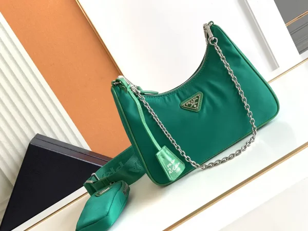 Prada Green Nylon Hobo Bag with Mini Pouch image 1