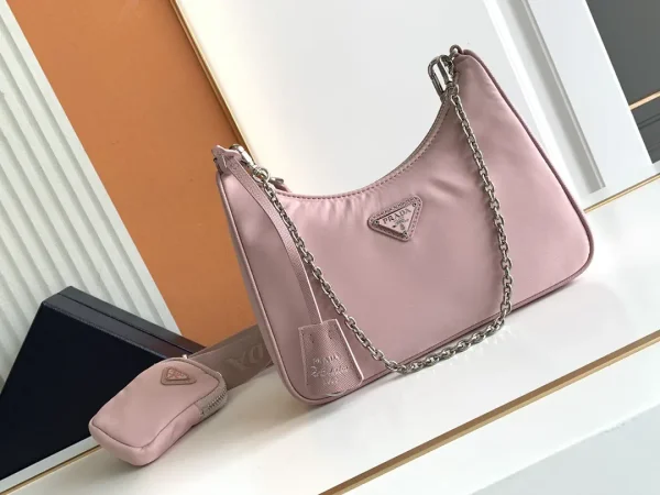 Prada Nylon Hobo Bag with Chain Strap and Mini Pouch image 1