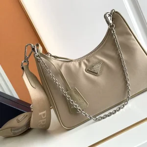 Prada Nylon Hobo Bag with Chain Strap and Mini Pouch image 1