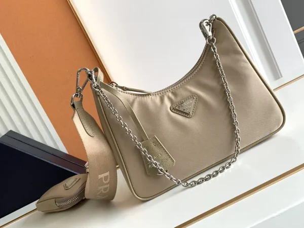 Prada Nylon Hobo Bag with Chain Strap and Mini Pouch image 1