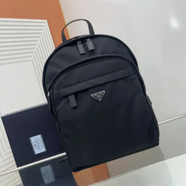 Prada Black Nylon Backpack with Leather Trim image 1