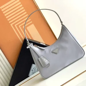 Prada Light Gray Nylon Hobo Shoulder Bag image 1