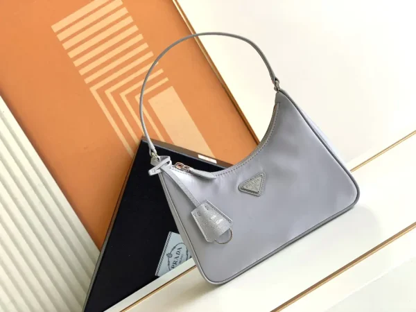 Prada Light Gray Nylon Hobo Shoulder Bag image 1