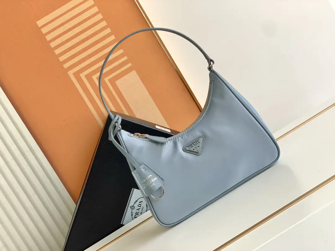 Prada Light Blue Nylon Hobo Shoulder Bag image 1