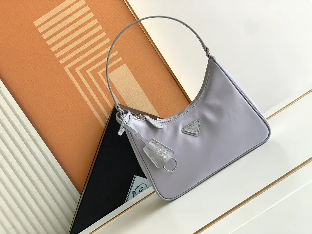 Prada Light Gray Nylon Hobo Shoulder Bag image 1