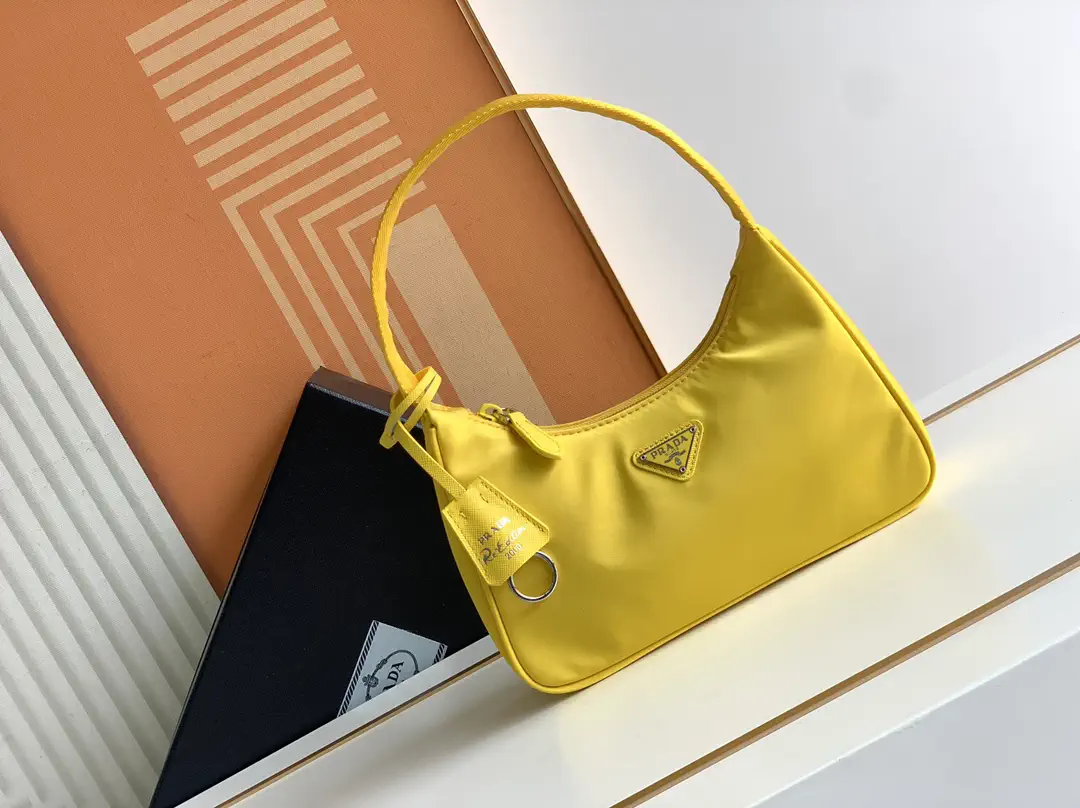 Prada Yellow Nylon Hobo Shoulder Bag image 1
