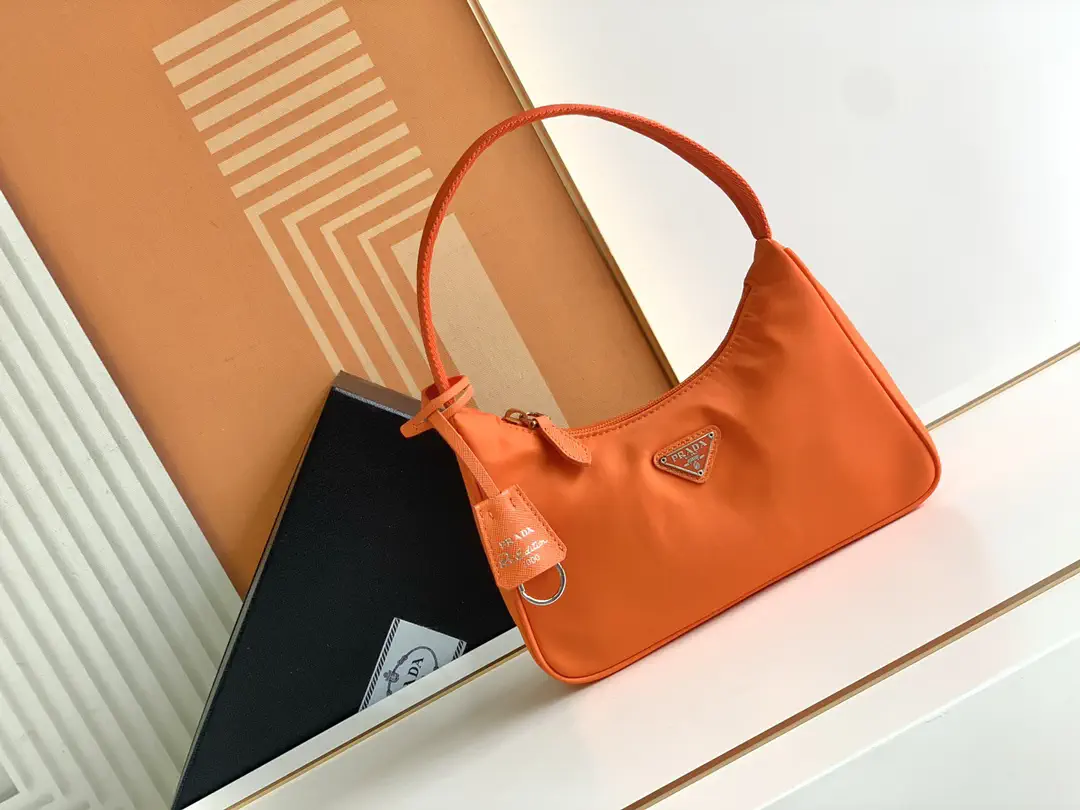 Prada Orange Nylon Hobo Shoulder Bag image 1